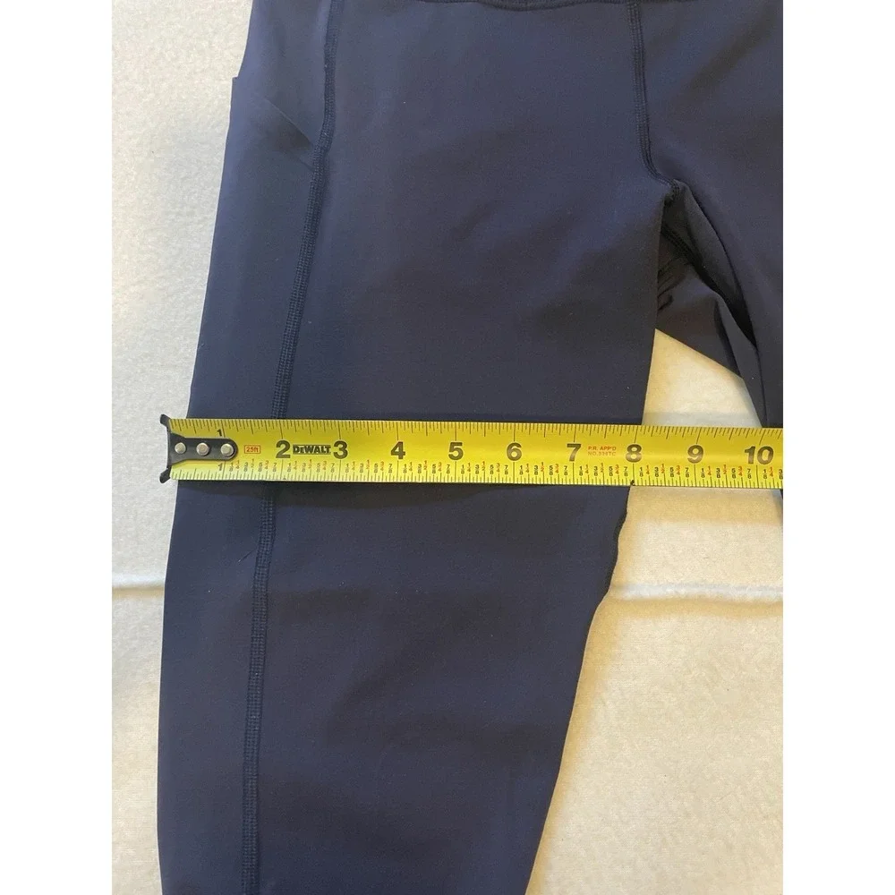 Lululemon Cropped Leggings Women's Size 6 Blue Stretch Yoga Pockets‎ Athleisure